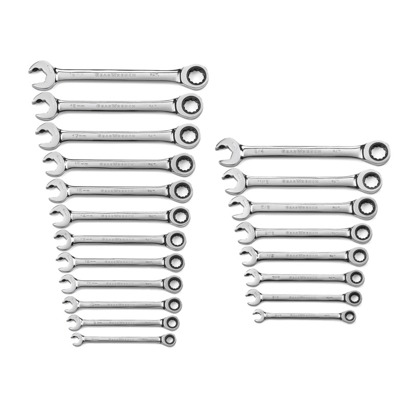 GEARWRENCH 12 Piece Ratcheting Open End Combination Spanner Set - Metric