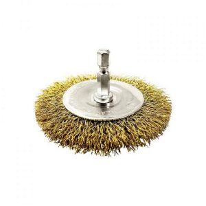 JOSCO Brush Wheel Cr 100 6.3 Hex Spindle Brass Coated