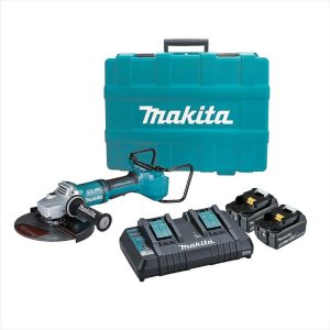 MAKITA 18Vx2 Brushless 230mm Paddle Switch Angle Grinder Kit - Includes 2 X 5.0Ah Batteries, Rapid Charger & Carry Case
