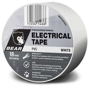 BEAR 18mm X 20m Insulation Electrical Tape 504 - White
