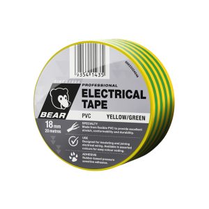 BEAR 18mm X 20m Insulation Electrical Tape 504 - Yell/Grn