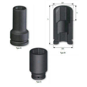 TYPHOON 1"Dr. X 19mm Deep Impact Socket, Cr-Mo