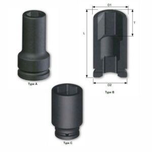 TYPHOON 1"Dr. X 1-7/16" Deep Impact Socket, Cr-Mo