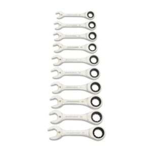 GEARWRENCH 90-Tooth 12 Point 10pc Metric Stubby Ratcheting Combination Wrench Set
