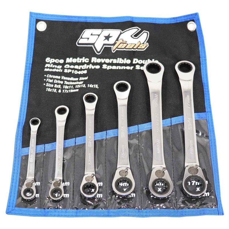 SP TOOLS SPANNER SET - DOUBLE RING 15DEGREE OFFSET 6PC METRIC