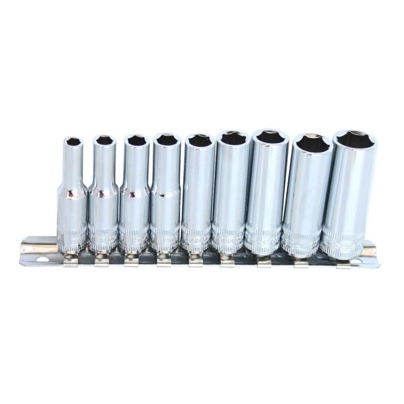 SP TOOLS SOCKET RAIL - 1/4DR 6PT DEEP 9PC SAE