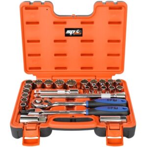 SP TOOLS SOCKET SET - 1/2DR 12PT 26PC METRIC/SAE IN X-CASE