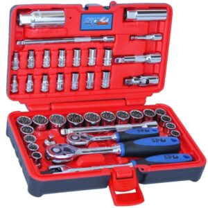 SP TOOLS SOCKET SET - 42PC IN X-CASE 1/4"DR & 3/8"DR MET/SAE