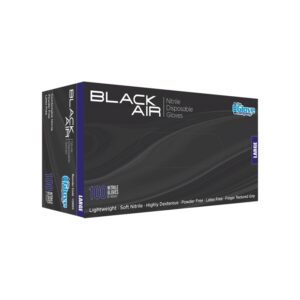TGC Black Air Nitrile Disposable Gloves - Large