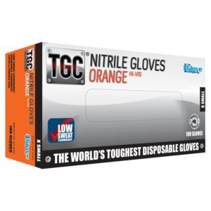 TGC Workgear Orange Nitrile Disposable Gloves XS (100 Gloves)