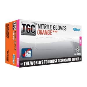 TGC Orange Nitrile Disposable Gloves - Small