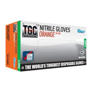 TGC Orange Nitrile Disposable Gloves - X-Large