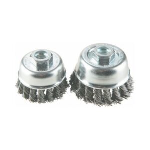 UNION Cup Brush Twist Knot High Carbon Steel 0.5mm Wire  x 75mm Dia M14 Carded