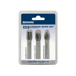 HOLEMAKER Carbide Burr Set, Blister Pack, 3Pce Sb3, Sc3, Sf3,