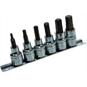 KC TOOLS Socket Set, In-Hex, 1/8" - 7/16" 6 Pc 3/8" Dr