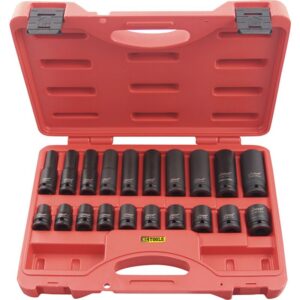 KC TOOLS Socket Set, Impact, Standard & Metric Deep 20 Pc 1/2" Dr