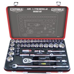 KC TOOLS Socket Set, Af & Metric 43 Pc 1/2" Dr