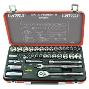 KC TOOLS Socket Set. Metric, Standard & Deep, 35Pc 3/8" Dr