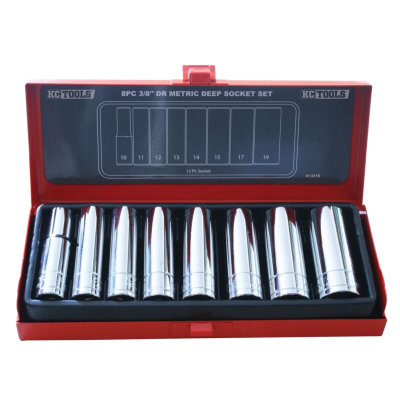 KC TOOLS Socket Set, Metric Deep 8 Pc 3/8" Dr