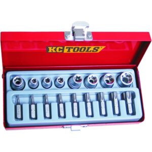 KC TOOLS Socket Set, E & Star Bit, 17Pc 3/8" Dr