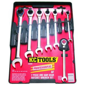 KC TOOLS Spanner Set, One Way Gear Ratchet, 5/16" - 3/4" 7 Pc