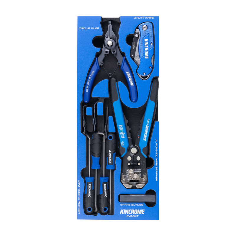 KINCROME TRUCK BOX 11 Piece Circlip Pliers, Knife, Hook & Pick Set EVA Tray