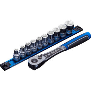 KINCROME Lok-On™ Socket Set Twist-Lock Rail 11 Piece 1/2 Drive - Metric