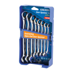 KINCROME Ratcheting Open End Gear Spanner Set 8 Piece - Imperial