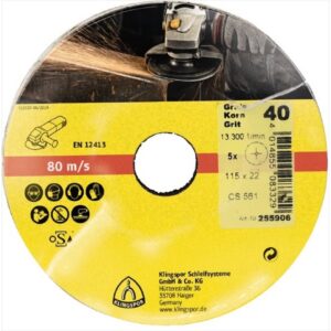 KLINGSPOR Fibre Disc Cs561 Hole5 Pk Of 5 25Discs Gr 120 115 X 22