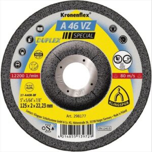 KLINGSPOR Cut Off Wheel (A46TZ) Raised Hub Inox Hard Grit 125 X 2 X 22mm