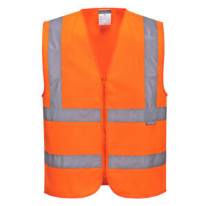 PORTWEST Hi-Vis Zipped Band and Brace Vest - Orange - Large
