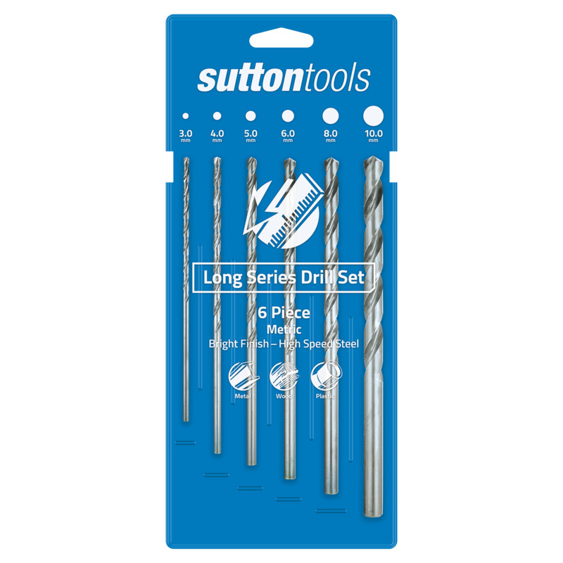 SUTTON TOOLS 6 Piece Metric HSS Long Drill Bit Set - Image 3