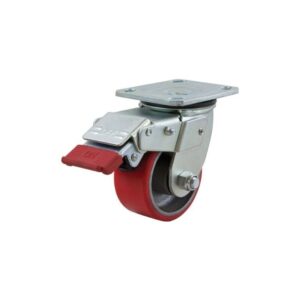 RICHMOND 100mm Polyurethane Tyred Cast Iron Centred Wheel Swivel With Break