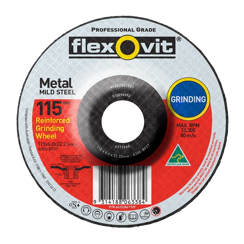 FLEXOVIT 115X6.0X22.2mm A30S Metal Depressed Centre Grinding