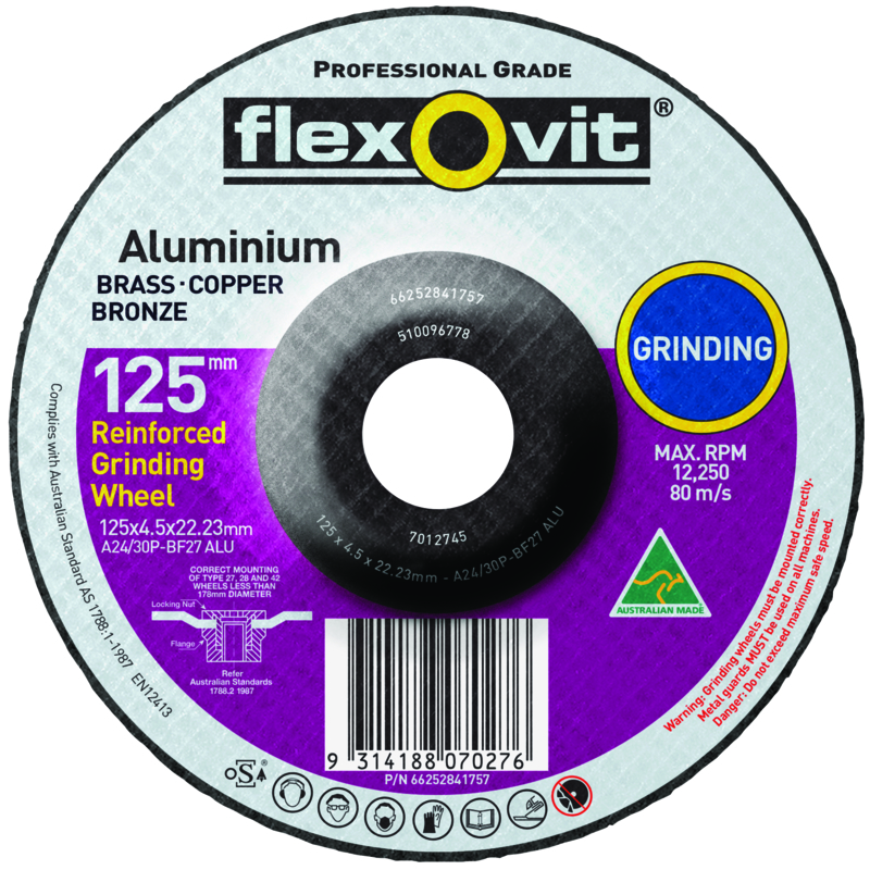 FLEXOVIT 125X6.8X22.2mm A24/30P Aluminium Depressed Centre Grinding