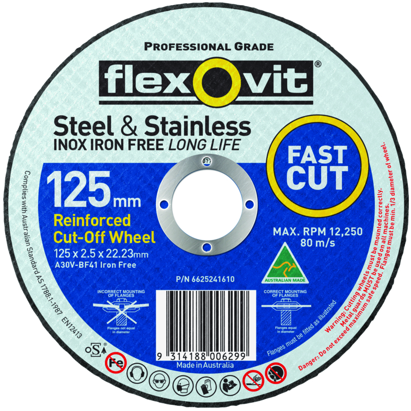FLEXOVIT 178X2.5X22.2mm A24Vbf41 Mega Inox Cut-Off
