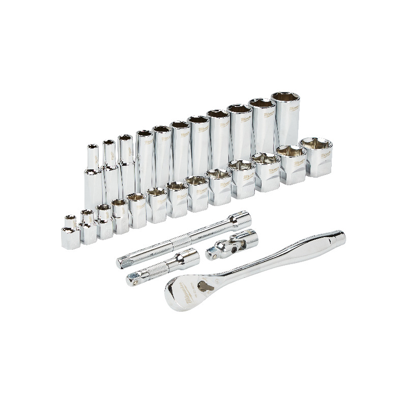 MILWAUKEE 3/8” Drive 28pc Ratchet & Socket Set SAE