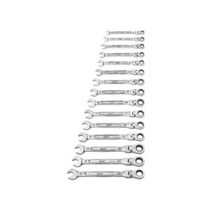 MILWAUKEE® 15pc Metric Flex-Head Ratcheting Wrench Set