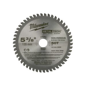 MILWAUKEE Metal Saw Blade 135mm (5 3/8") 50T - Non-Ferrous Metals