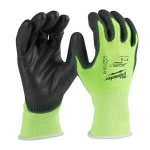 MILWAUKEE Cut 1(A) High Visibility Polyurethane (PU) Dipped Gloves 1 Pack - S