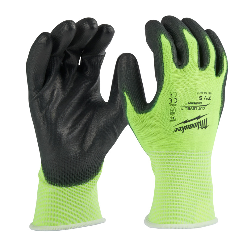 MILWAUKEE Cut 1(A) High Visibility Polyurethane (PU) Dipped Gloves 1 Pack - XL