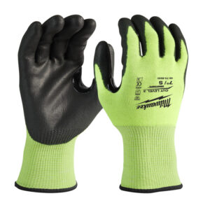 MILWAUKEE Cut 3(C) High Visibility Polyurethane (PU) Dipped Gloves 1 Pack - S