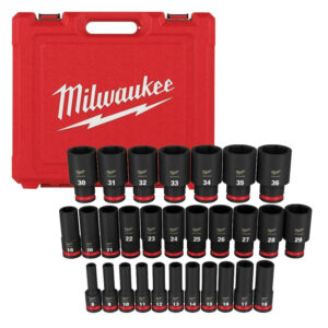 MILWAUKEE SHOCKWAVE™ 1/2"Dr 29pc 6 Point Deep Impact Sockets Set - Metric