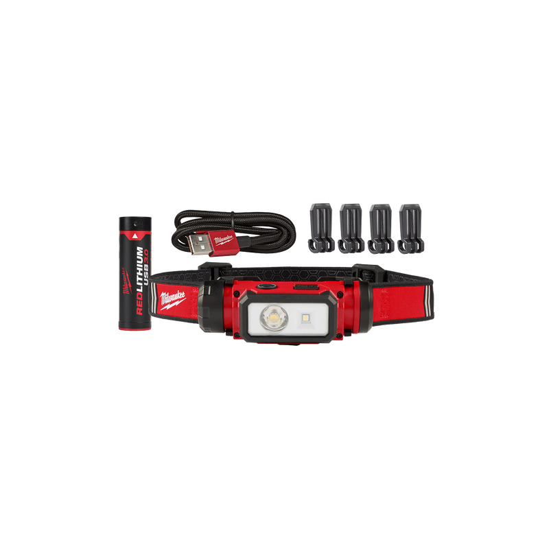 MILWAUKEE REDLITHIUM™ USB Rechargeable Hard Hat Headlamp Kit 600 Lumen 3.0Ah