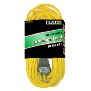 EPA 10A Cable, 10 Amp Plug with Neon Socket HD, Yellow 10m (3 Core 1.0mm2)