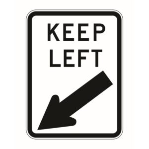 UNIFORM SAFETY SIGNS 600X450mm - Alu, Class 1 - Keep Left (With Arrow)