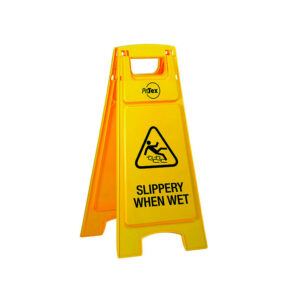 FLOOR SIGN YELLOW POLY "SLIPPERY WHEN WET" 600X300MM